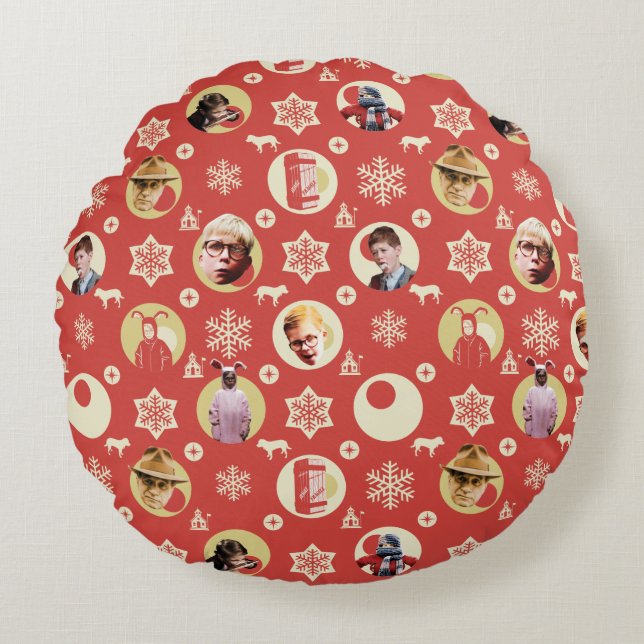 A Christmas Story Retro Snowflake Pattern Round Pillow (Front)
