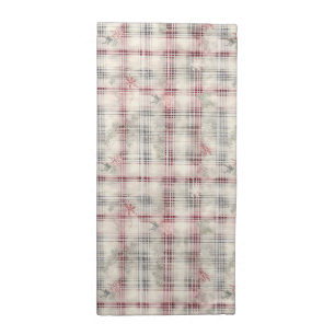 A Christmas Tartan Floral Design Series #13 Cloth Napkin