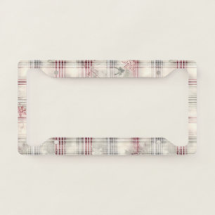 A Christmas Tartan Floral Design Series #13 License Plate Frame
