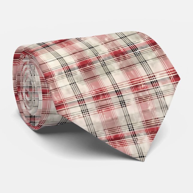 A Christmas Tartan Floral Design Series #15 Neck Tie (Rolled)