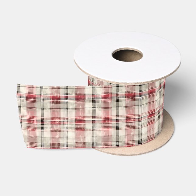 A Christmas Tartan Floral Design Series #15 Satin Ribbon (Spool)