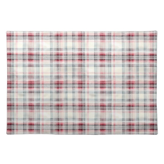A Christmas Tartan Floral Design Series #24 Cloth Placemat (Front)