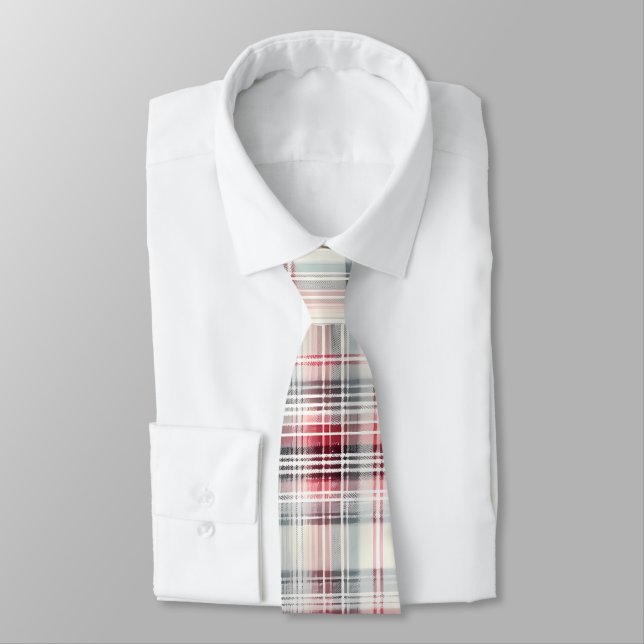 A Christmas Tartan Floral Design Series #24 Neck Tie (Tied)
