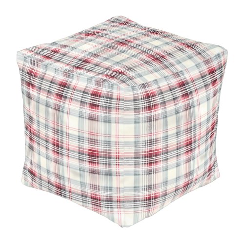 A Christmas Tartan Floral Design Series 24 Pouf