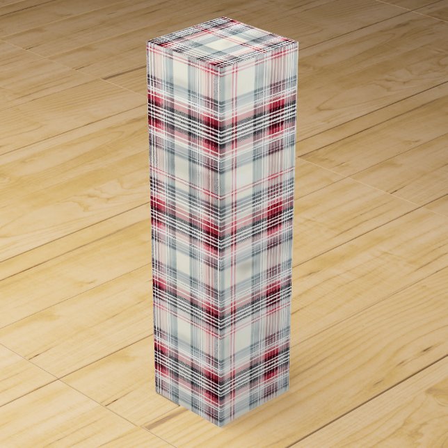 A Christmas Tartan Floral Design Series #24 Wine Box (Front)