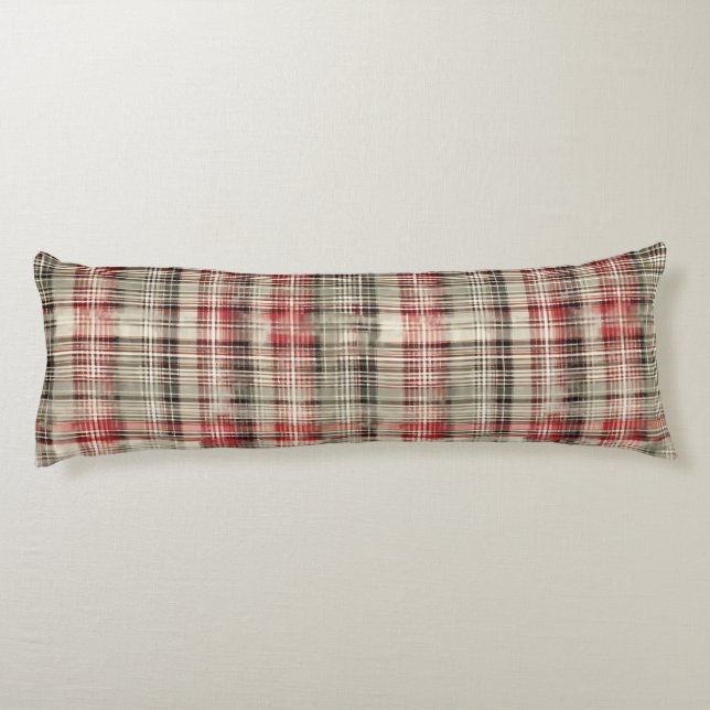 A Christmas Tartan Floral Design Series #2 Body Pillow (Back)