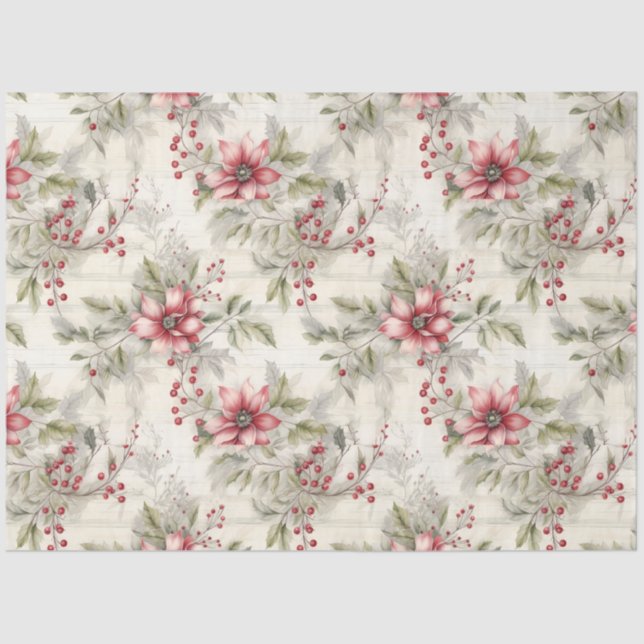 A Christmas Tartan Floral Design Series #7 Tissue Paper (Front)