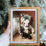 A Christmas Treat Dogs Carl Reichert Poster<br><div class="desc">In this captivating poster, titled - A Christmas Treat - The Austrian born artist Carl Reichert (1836-1918) invites you into a festive realm where three endearing dogs – a graceful poodle, an inquisitive beagle, and a charming dachshund – sit in eager anticipation, their eyes fixed on a resplendently adorned Christmas...</div>