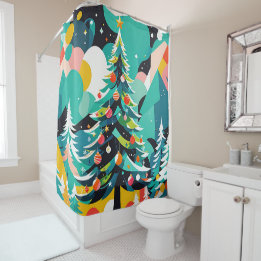 A christmas tree illustration 1 - Shower Curtain