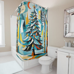 A christmas tree illustration 2 - Shower Curtain