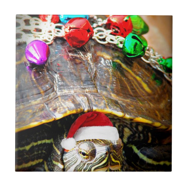 A Christmas Turtle Ceramic Tile (Front)