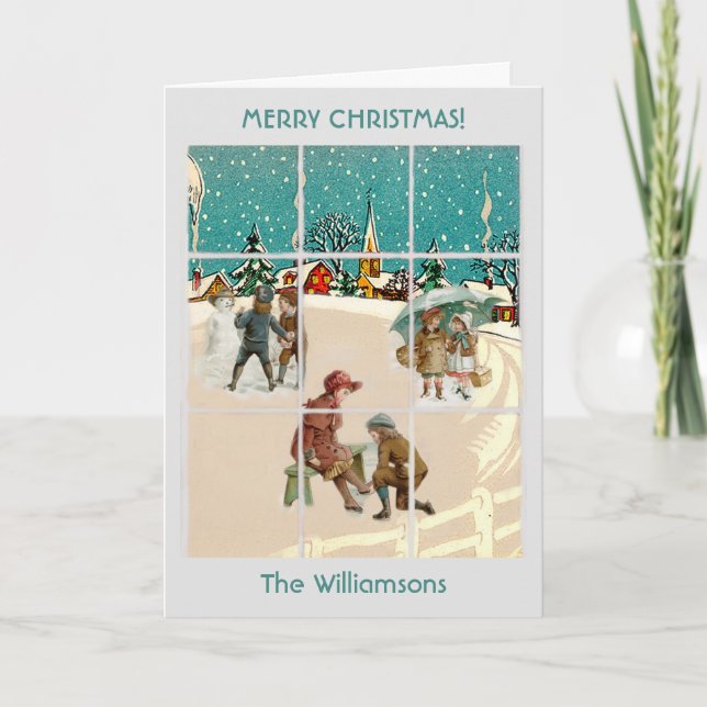 A Christmas Vintage Village Santa Trees   Card (Front)