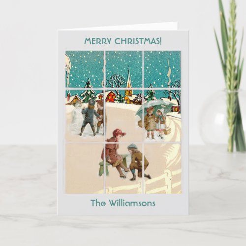A Christmas Vintage Village Santa Trees   Card