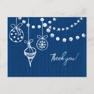 A Christmas Wedding White Chalk Designs On Blue Postcard