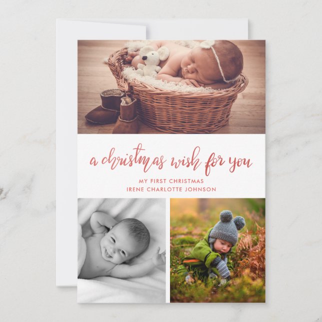 A Christmas Wish For You | Baby First Christmas Holiday Card (Front)