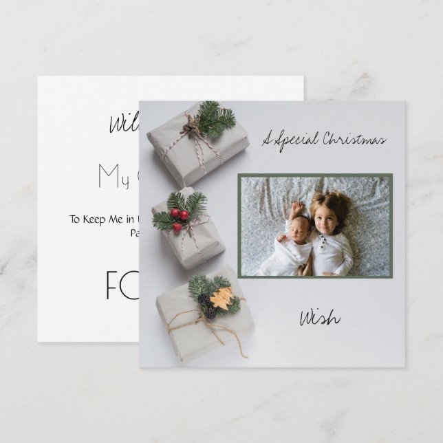 A Christmas Wish Godparent Proposal Sibling Photo Card (Front/Back)