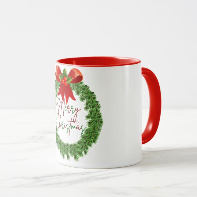 A christmas wreath mug  (Front Right)