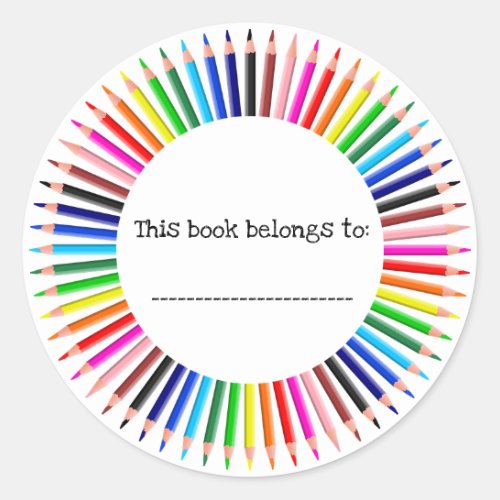 A Circle of Pencil Crayons Classic Round Sticker