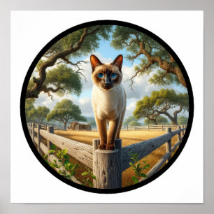 A Circular 3D Image of a Beautiful Siamese Cat  Poster