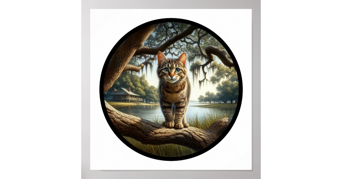 Tabby Pattern Circular A Circular 3D Image of a Beautiful Tabby Cat Poster | Zazzle