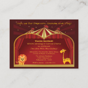 A Circus Birthday Party Invitations