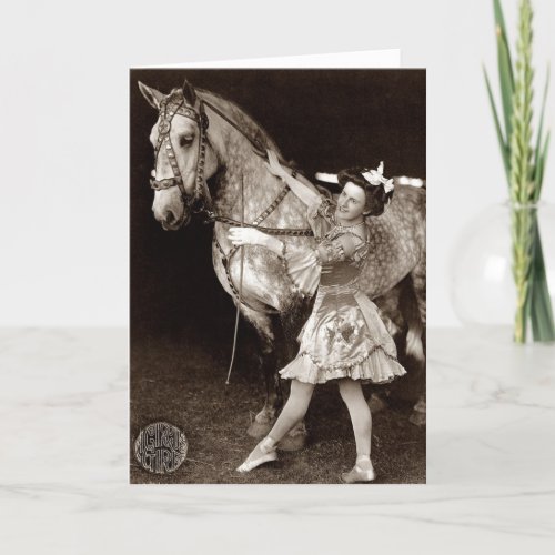 A Circus Girl and Horse Card