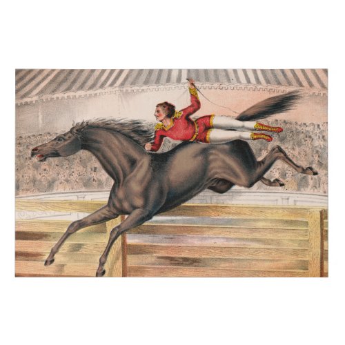 A Circus Performer Riding A Vaulting Horse Faux Canvas Print