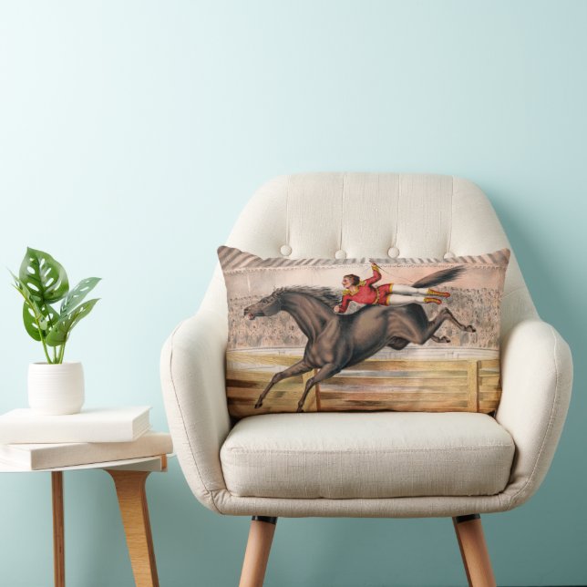 A Circus Performer Riding A Vaulting Horse Lumbar Pillow (Chair)