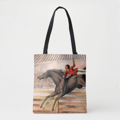 A Circus Performer Riding A Vaulting Horse Tote Bag