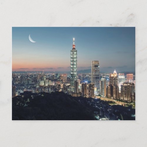 A city under the moonlight postcard