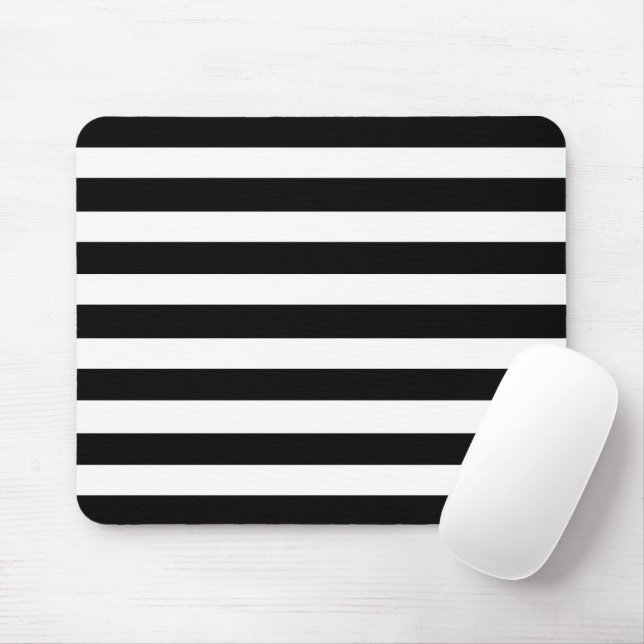 A Classic Black White Striped Eye-catching Pattern Mouse Pad (With Mouse)