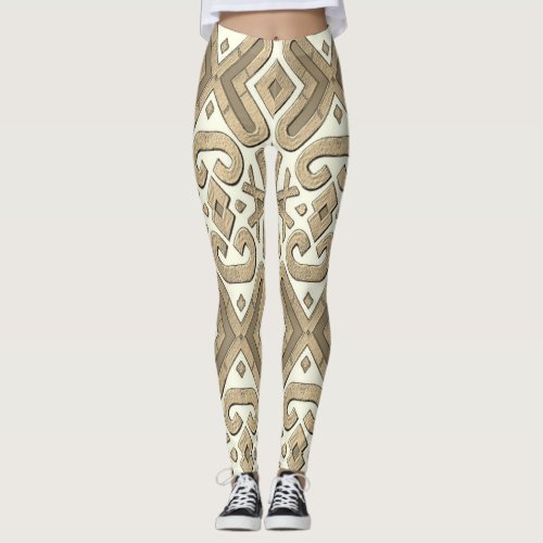 A classic geometric pattern on white background  leggings