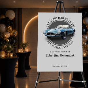 A Classic Has Retired Blue Car Retirement Party Foam Board