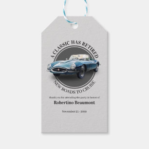 A Classic Has Retired Blue Car Retirement Party Gift Tags