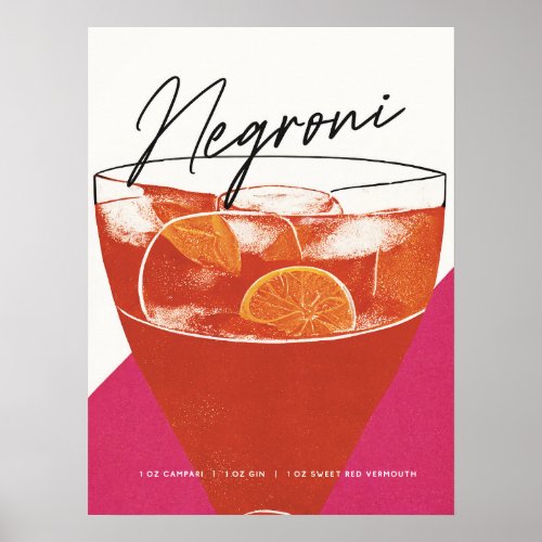A Classic Negroni A Cocktail to Remember Pink Art Poster