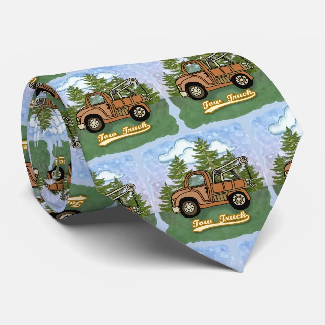A Classic Old Tow Truck Neck Tie (Rolled)
