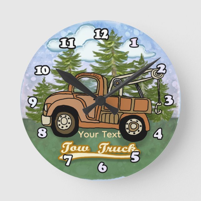 A Classic Old Tow Truck Round Clock (Front)