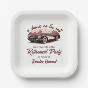A Classic on the Roll Retro Car Retirement Party Paper Plates