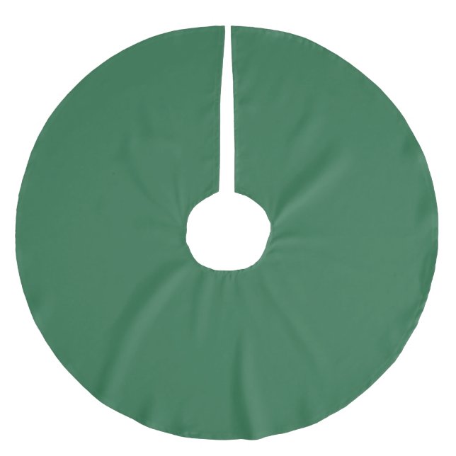 A classic solid minimalist green Traditional Xmas  Brushed Polyester Tree Skirt (Front)