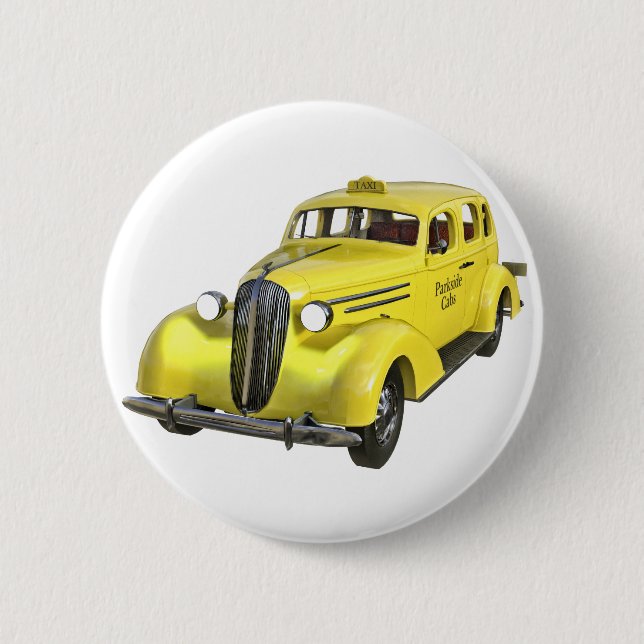 A Classic Yellow Taxi Cab Button (Front)