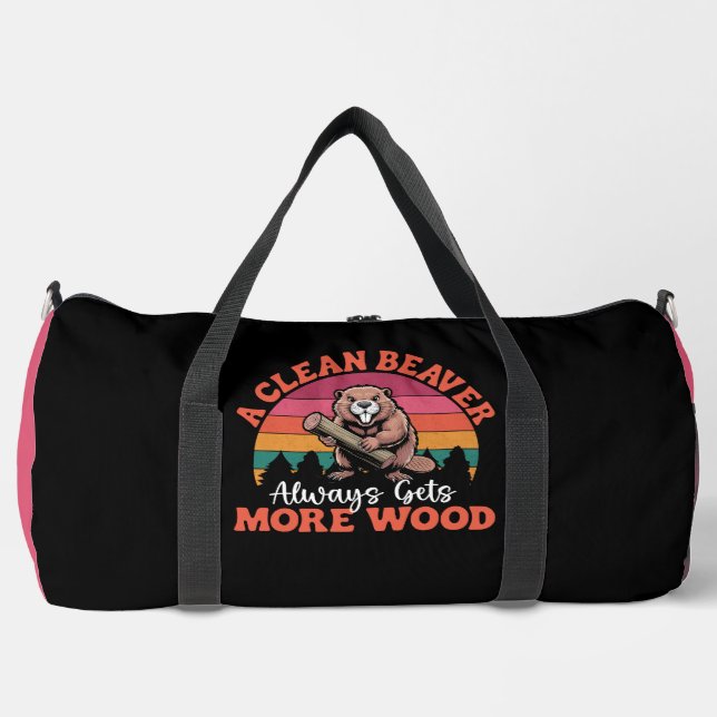 A Clean Beaver Retro Sunset  Duffle Bag (Front)