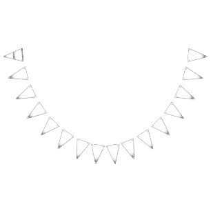 A clean white backdrop featuring tiny dots scatter bunting flags