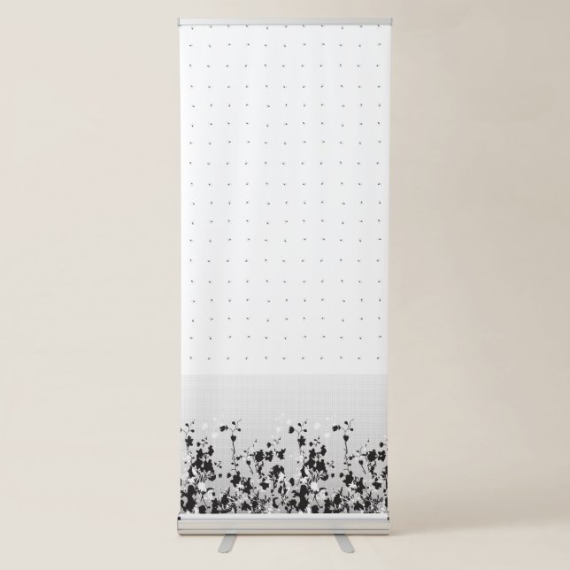 A clean white backdrop featuring tiny dots scatter retractable banner (Front)
