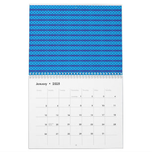 A clear blue sky stretches above a calm, deep blue calendar