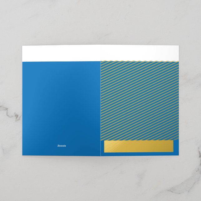 A clear blue sky with no clouds fills the entire f foil greeting card (Outside Laydown)