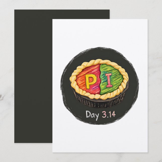 A Clever Nod to Math Geeks and Dessert Lovers 3.14 Invitation (Front/Back)