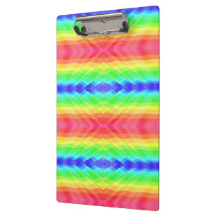 A clipboard with a colorful, kaleidoscopic rainbow