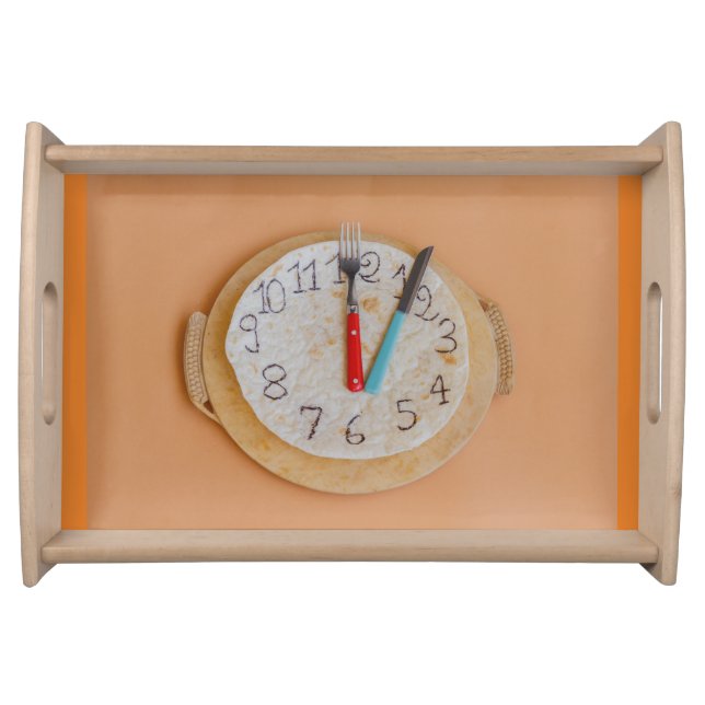 a clock made of piadina on large tray (Front)