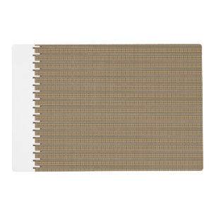 A close-up image showcasing a fabric with a tan an placemat