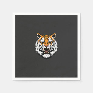 a close up of a tiger's face on a black background napkins